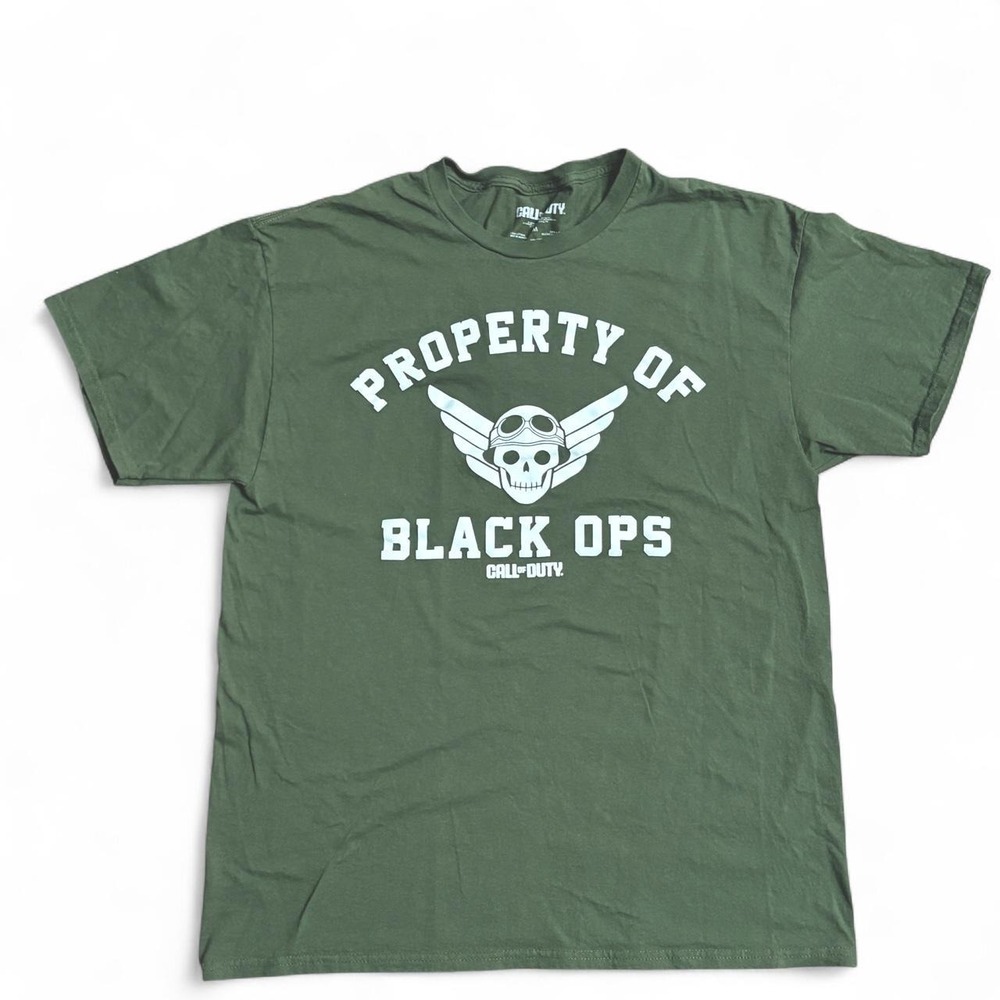 Call of Duty Black Ops Property of Black Ops Green T-Shirt Cotton Size M